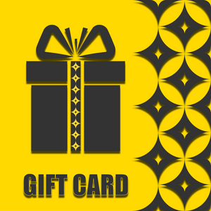 A yellow gift card with a graphic of a gift and the text 'GIFT CARD' in bold black letters.