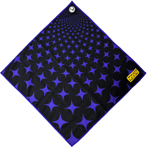 Purple and black patterned Skateboarding towel with a Happy Faced logo transparent background