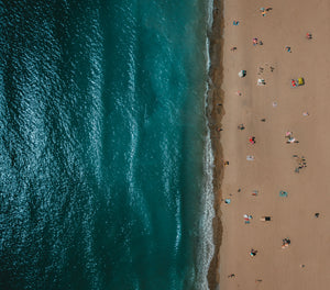 beach from above. sunbathing. Happy Faced Towels